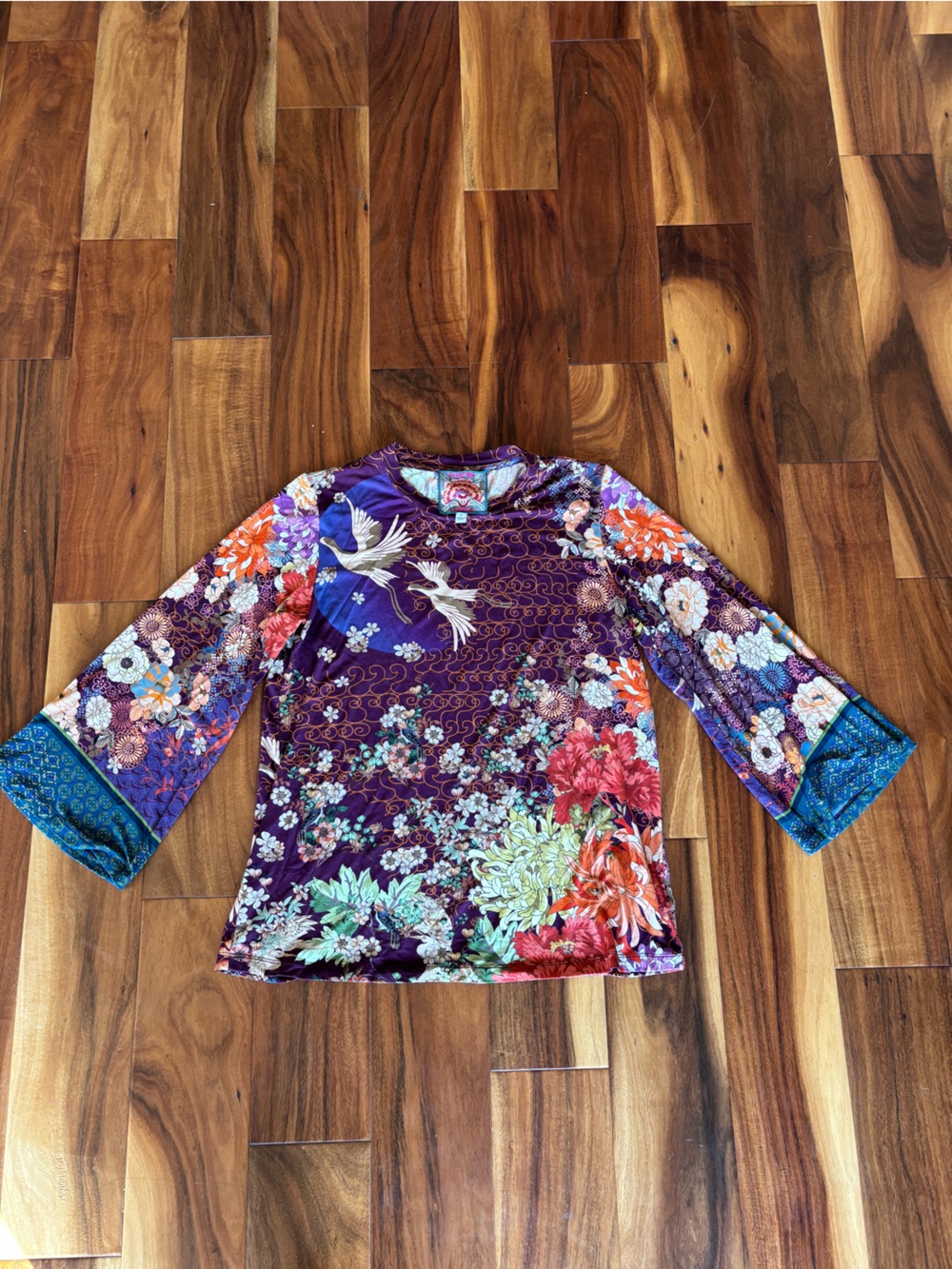 Johnny Was Long Bell Sleeve Crane Top Small